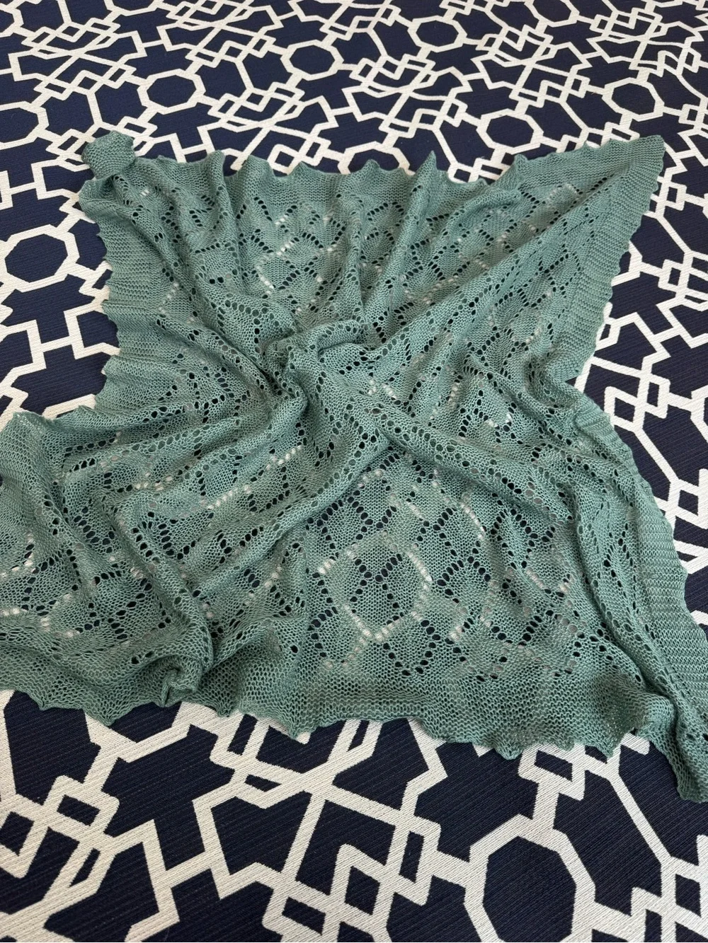 Vintage Laura Ashley Lace Knit Cotton Scarf Shawl Cottagecore